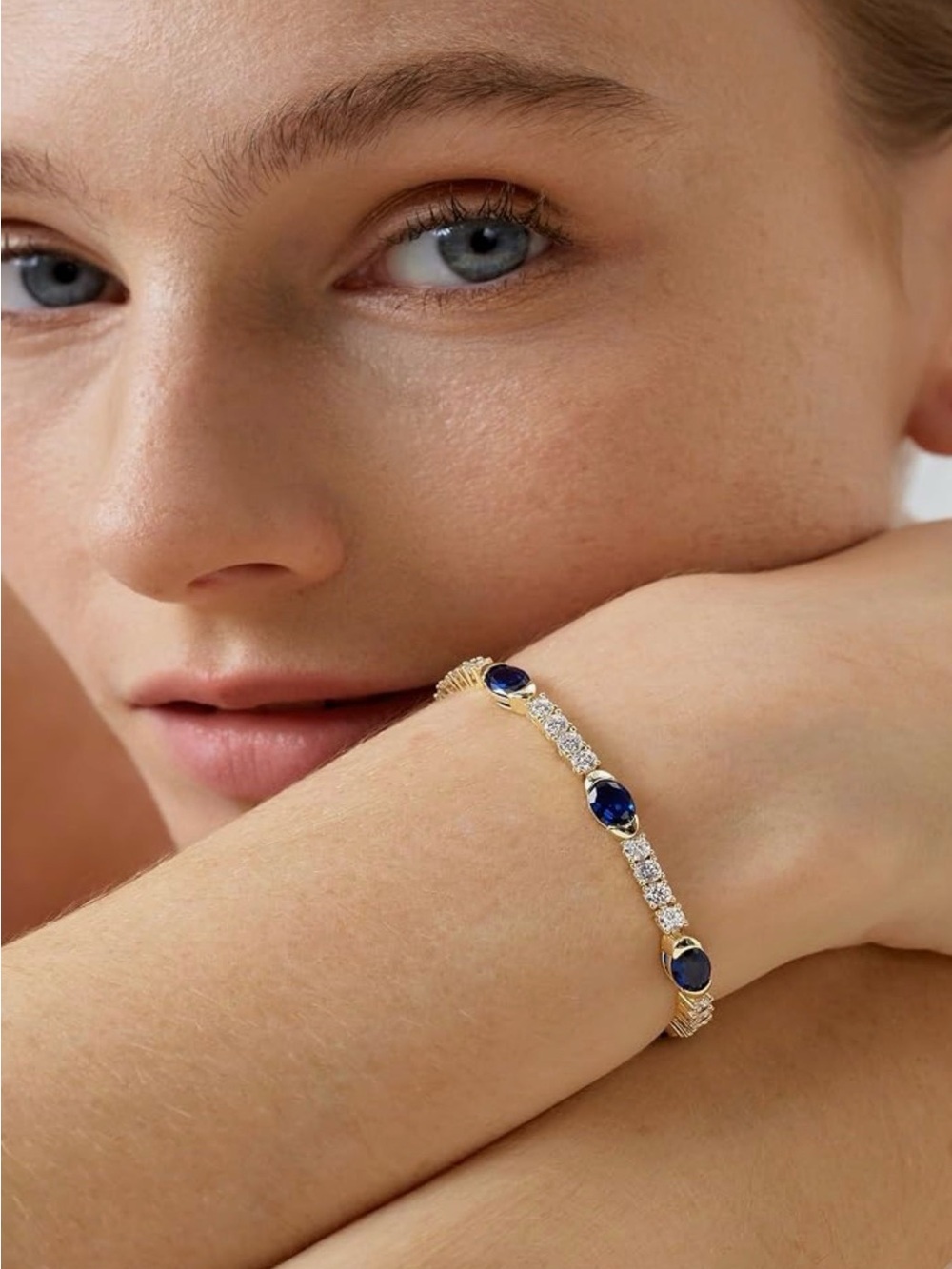 NEW 14K Gold Plated Oval Cut Tennis Bracelet